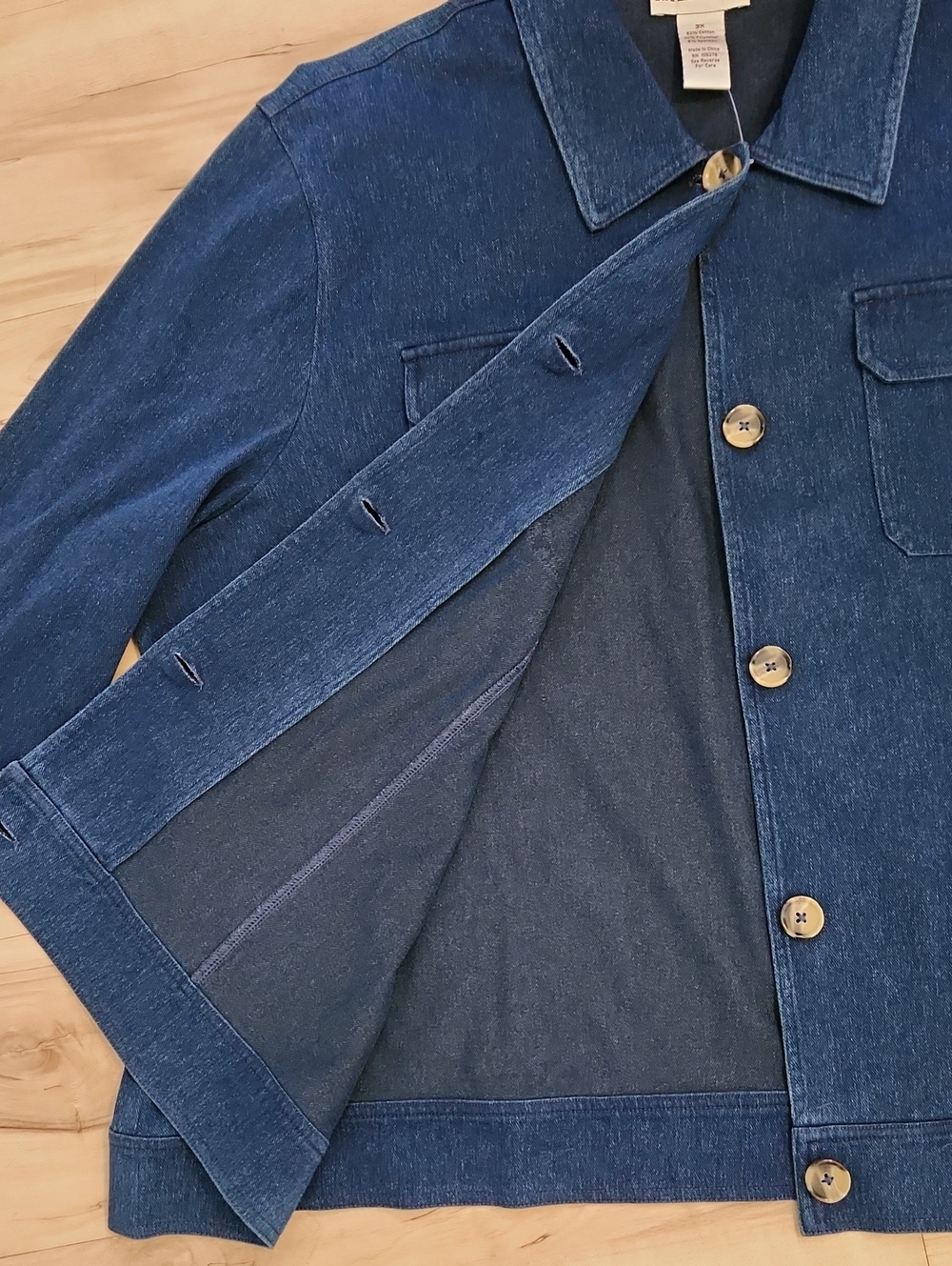 Draper's & Damon's Button Up Stretchy Lightweight Long Sleeve Denim Top Size 3X - Picture 5 of 12